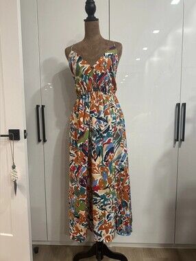 Sleeveless Multicolor Abstract Print Maxi Dress
